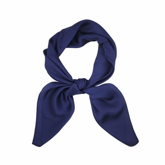 ❤️New Elegant Square Silky Scarf Bandana Blue Navy Hiyab Solid Soft Nautical❤️ - Picture 3 of 6